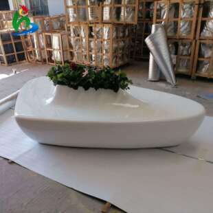 厂家直供玻璃钢机场花盆购物广场户外景观船型公共休息椅商场坐凳