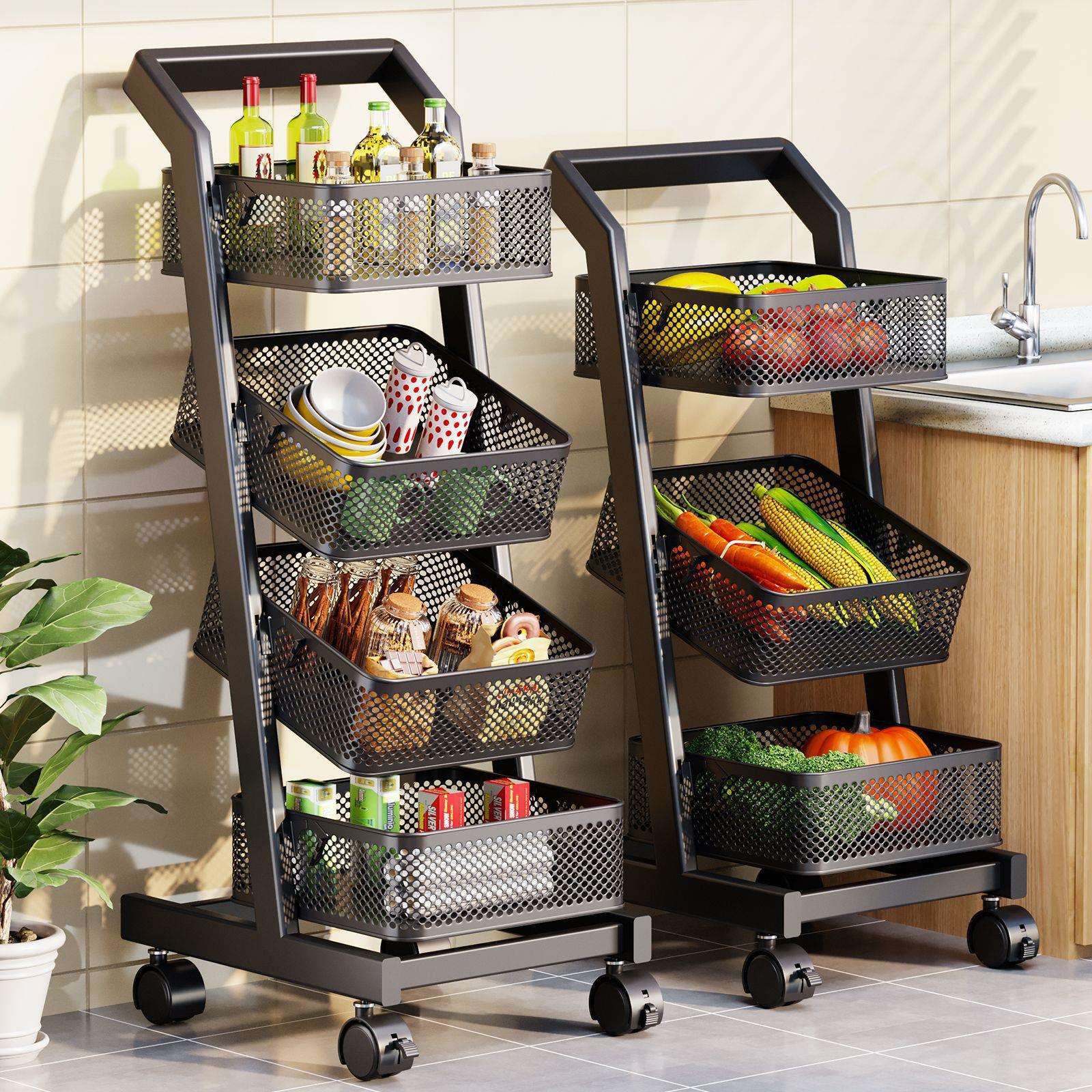 夹缝菜架子厨房置物架落地多层家用放水果蔬菜收纳筐菜篮子可拆卸