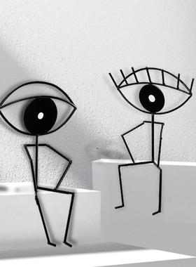 现代简约创意黑色线条眼睛摆件家居客厅电视柜装饰品样板房间摆设