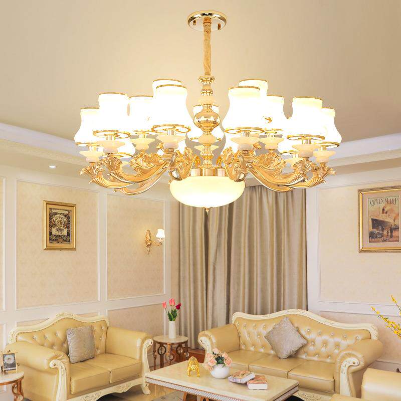 欧式吊灯客厅灯餐厅卧室灯2020新款简欧锌合金别墅吸吊两用吸顶灯