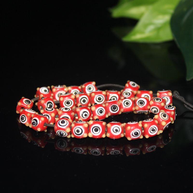 中古老琉璃蜻蜓眼珠串珠链 古珠老珠子老琉璃方形蜻蜓眼配件