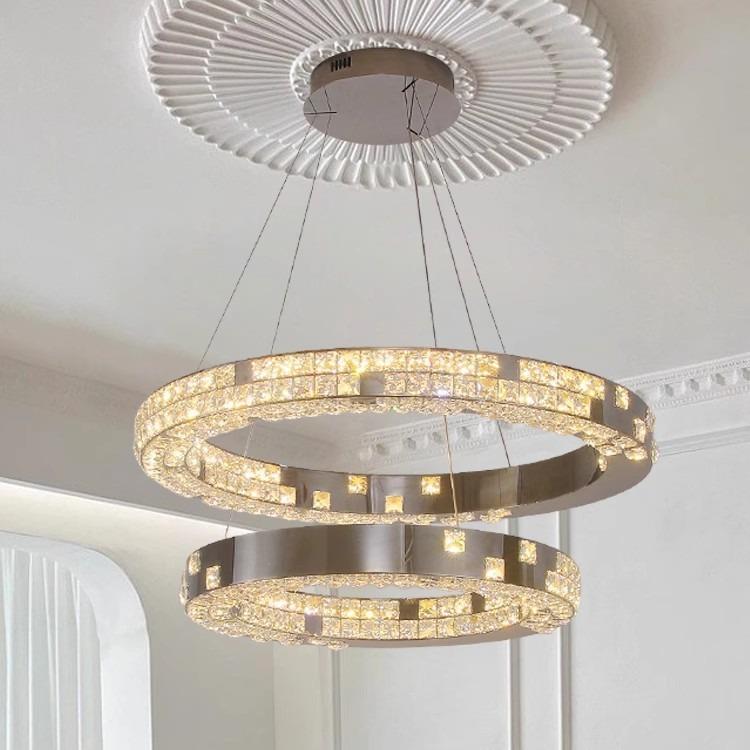 新款意式长条现代简约不锈钢创意奢华水晶吊灯法式客厅餐厅卧室灯