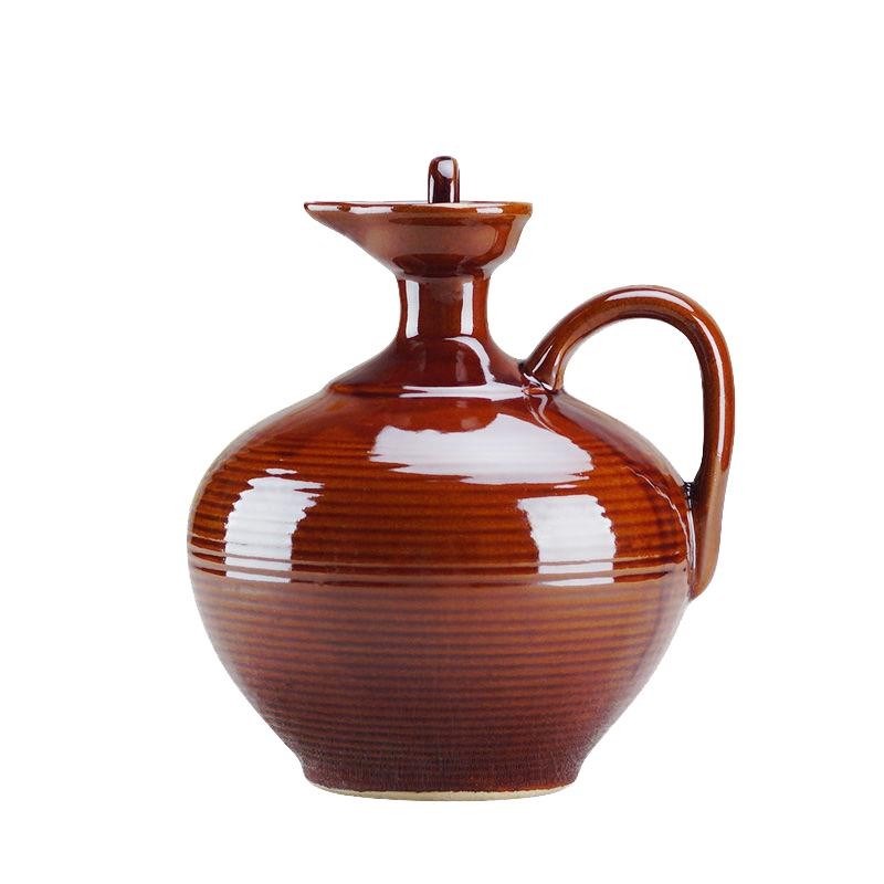 t耐高温辣椒油罐带盖陶瓷家用油坛土陶油壶装猪油V罐子土罐盐罐密