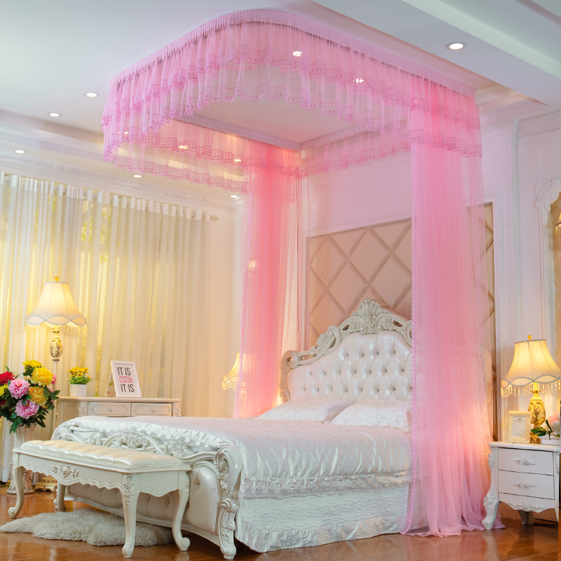 U型导轨蚊帐1.8x2米加固吊顶吸顶轨道1.5米床家用V双人拉幕式支架