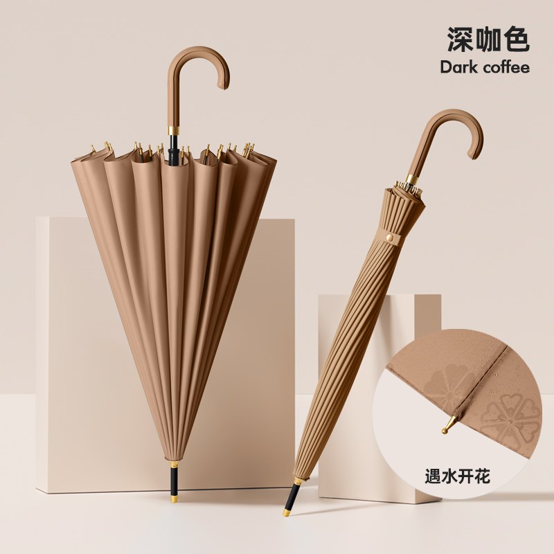 24骨遇水开花长柄雨伞自动女士双人大号K抗风暴弯柄结实男定制伞