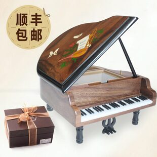 雷曼士高档木质钢琴音乐盒八音盒千与千寻创意送女七夕情人节礼物