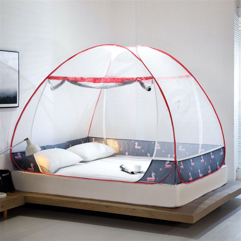 免安装蒙古包蚊帐1.8m床家用1.5m折叠回底防摔1.W2米床学生宿舍