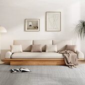 风日式 沙发客厅大板储物落地小户型原木侘寂风简约现代实木沙发