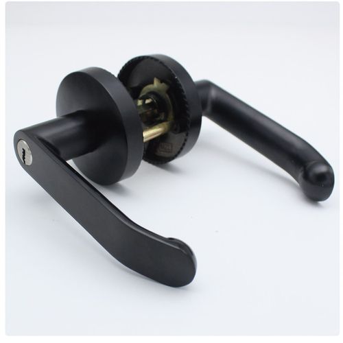 通用型三杆式球形锁黑色室内卧室门锁家用房间实木U门锁门把手门