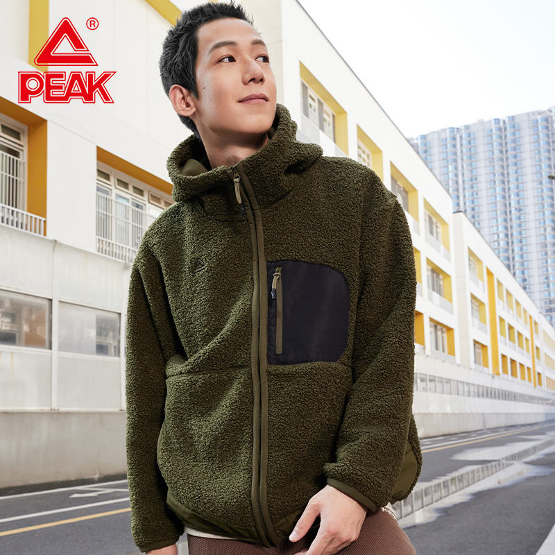 匹克羊羔绒开胸单衣防泼水保暖外套秋冬季户外上衣跑步运动服男女