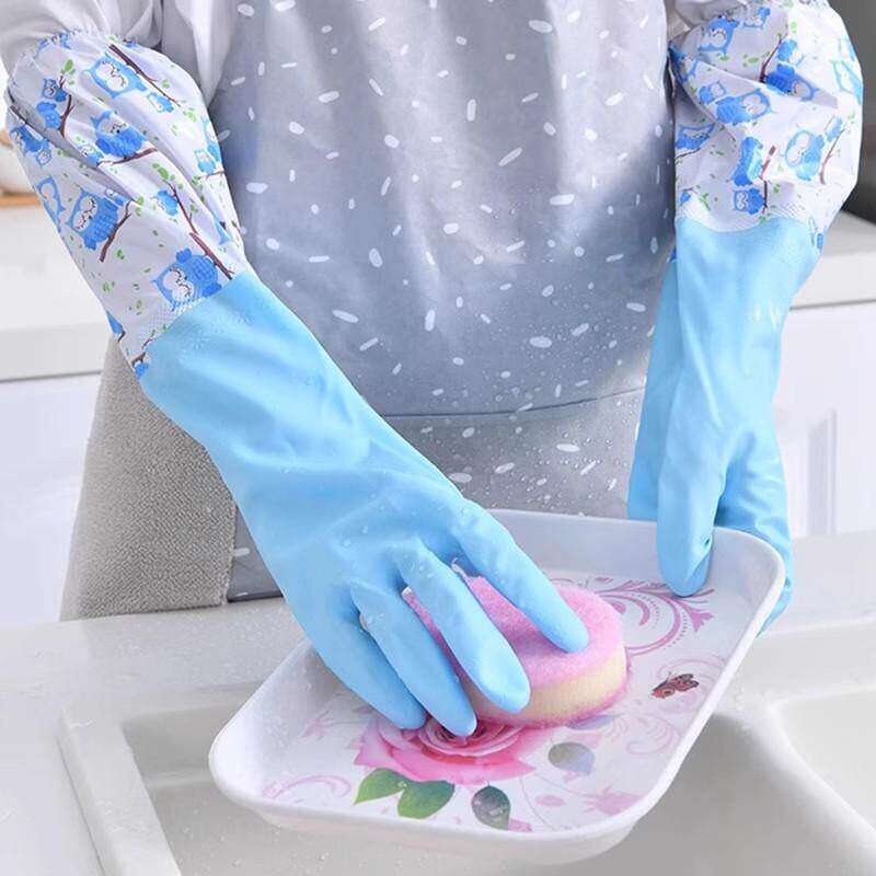 加绒保暖洗碗手套防水耐磨乳胶女劳保防蜂胶皮冬天刷碗家务必备