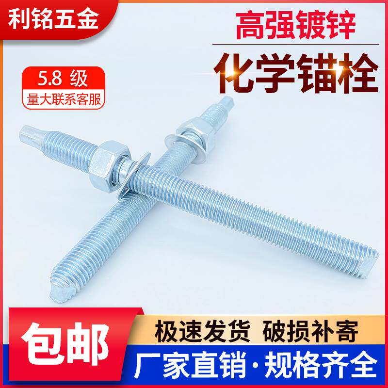 高强度国标化学螺栓膨胀螺丝镀锌锚栓M8M10M12M14M16M18M20M24M30