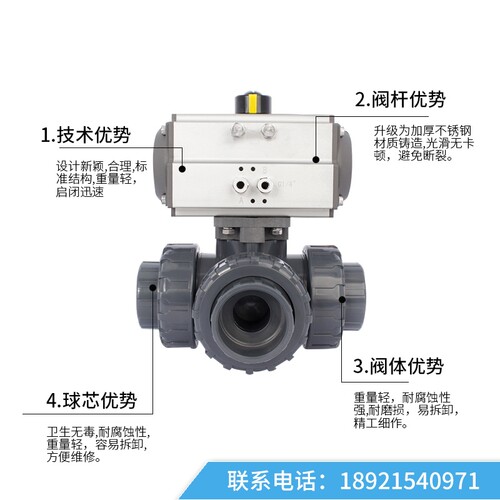 气动三通球阀快装T型L不锈钢卫生级卡箍304夹头快速切换316执行器