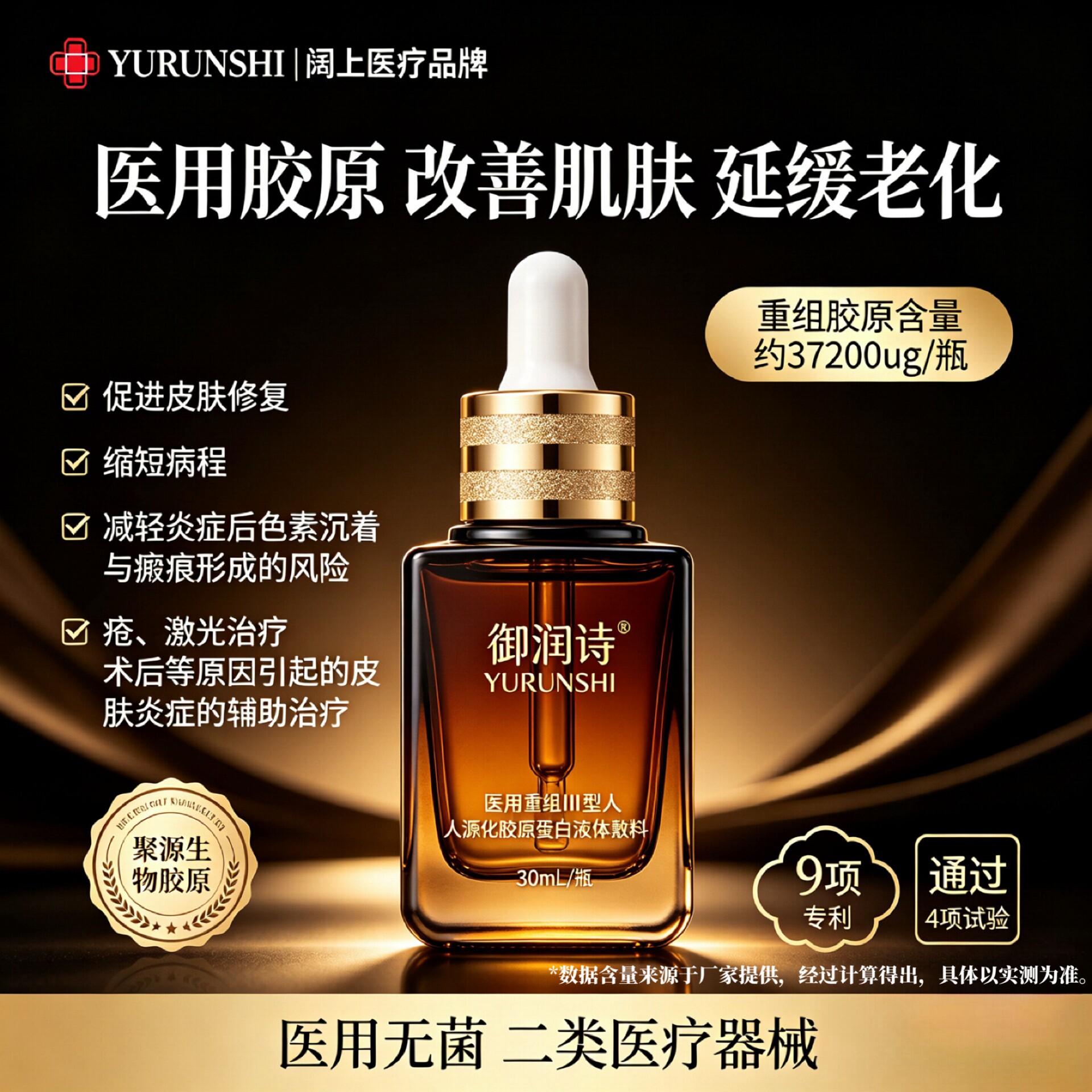 医用重组III型人源化胶原蛋白液体敷料改善肌肤延缓皮肤老化