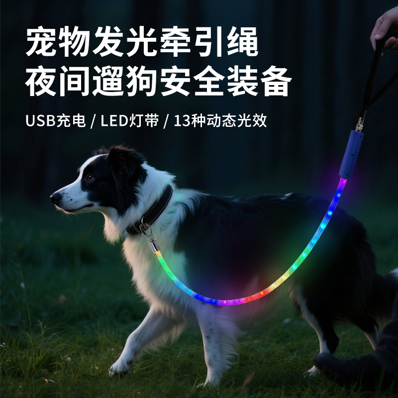 雪奇新款狗发光牵引绳