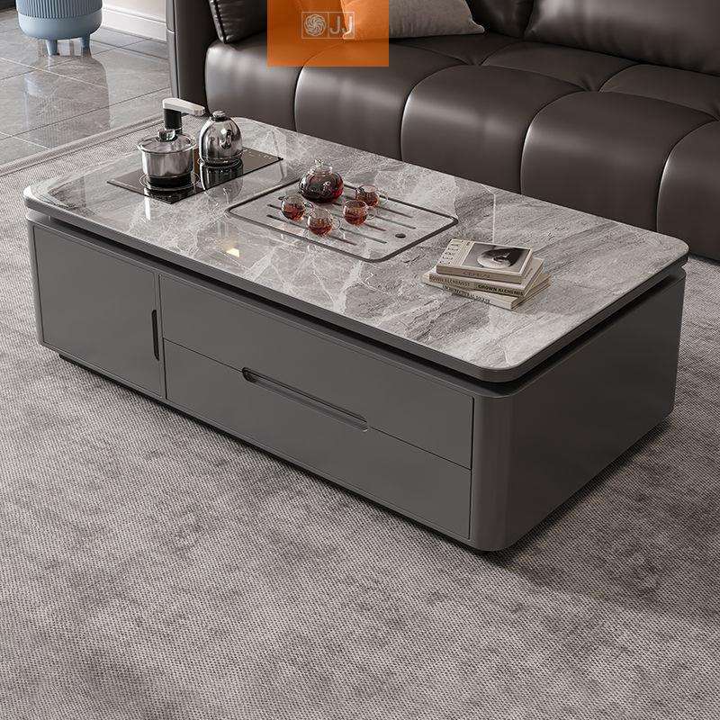 2025新款办公室简约岩板泡茶台客厅家用茶几带烧水壶一体储物茶桌