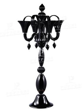 欧式复古黑色创意水晶落地烛台摆件 客厅立灯酒店工程烛台