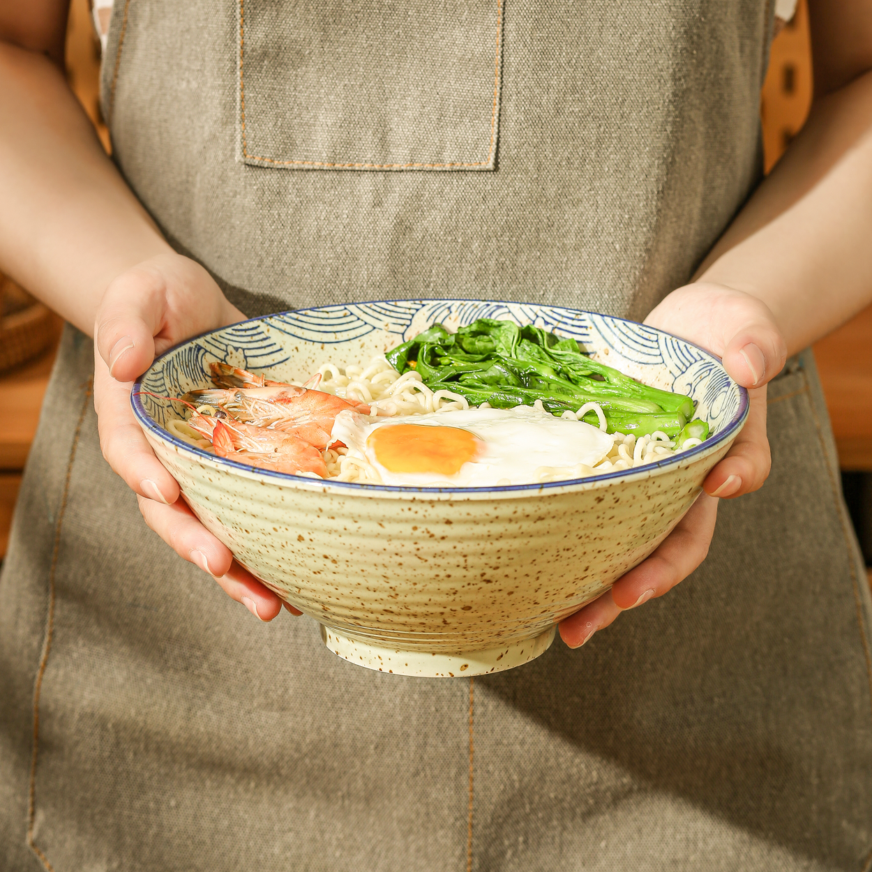 中国风面碗拉面碗中式家用面条碗斗笠碗陶瓷大P碗8英寸泡面碗汤碗
