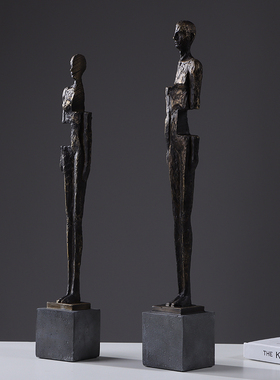 轻奢办公室抽象人物雕塑创意几何摆件家居M饰品桌柜面艺术树脂摆