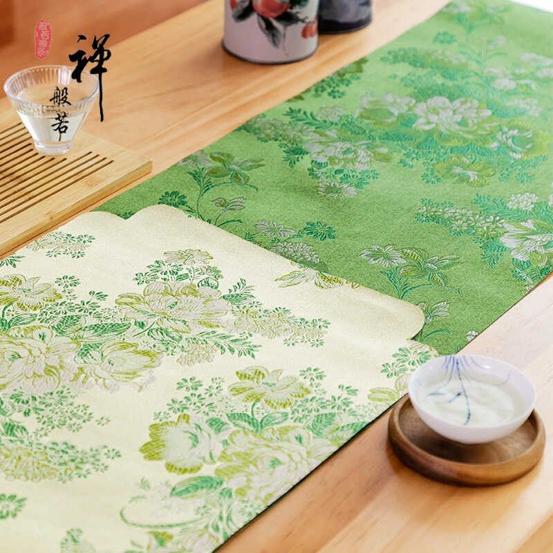 新中式茶席防水桌布禅意茶桌垫布茶台布K艺长条轻奢文艺茶旗茶垫