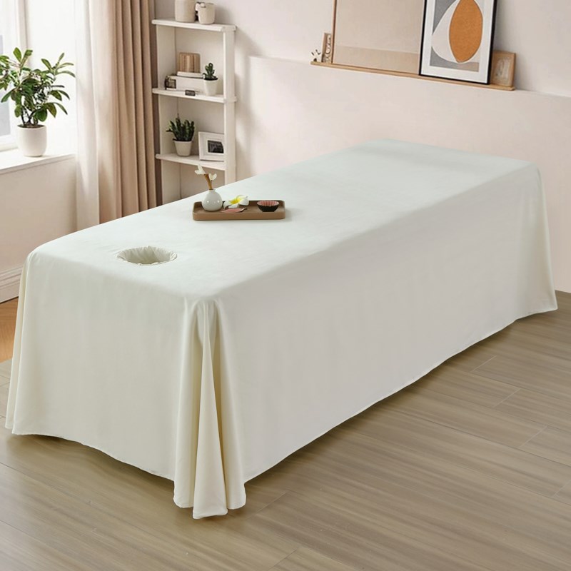 一片式白色美容床单单件带洞四季通用H款网红高级感按摩美容床罩