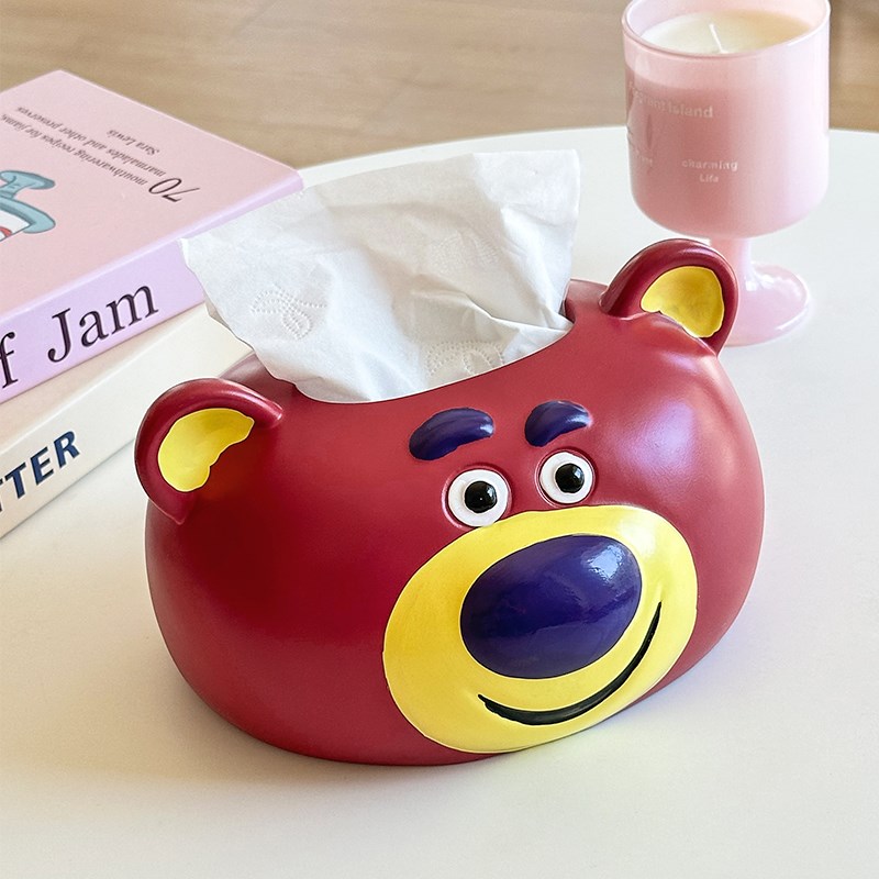 创意可爱草莓熊纸k巾盒家用客厅茶几卫生纸盒可爱桌面装饰品摆件