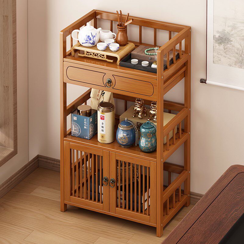 博古架实木中式茶室茶柜茶具茶叶置物架小型茶架子摆X件收纳展示