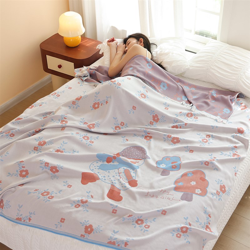 流苏竹纤维冷感盖毯夏季薄款吸汗午睡空调毯O莱赛尔天丝凉感毛巾