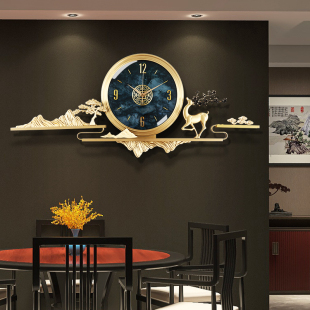 饰时钟大气挂墙石英 轻奢创意挂钟家用装 新中式 钟a表客厅2022新款