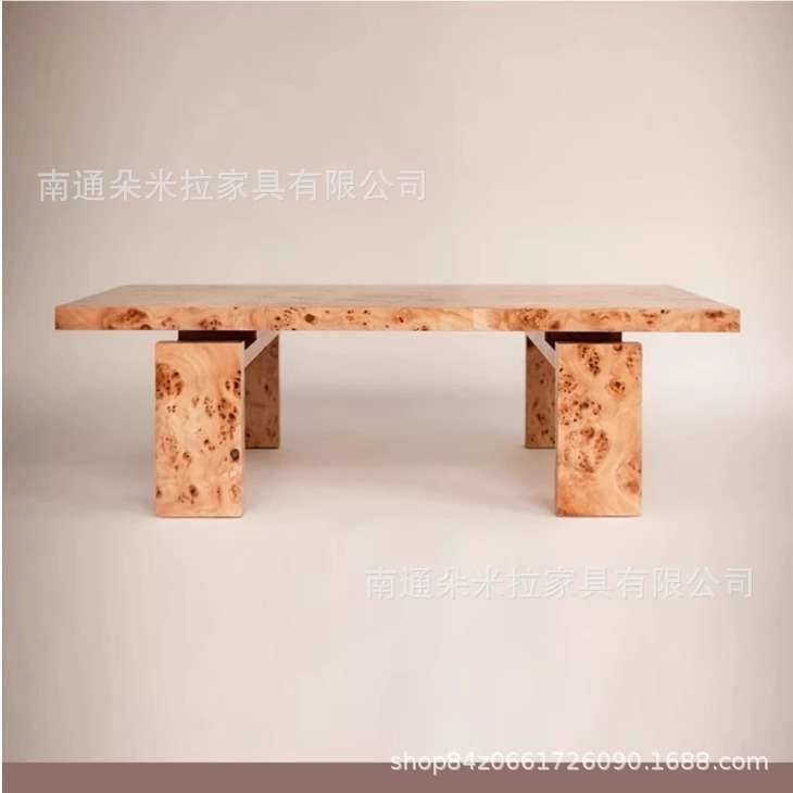 中古风树瘤悬浮茶几实木长方形北欧INS风艺术树瘤意式极简餐桌