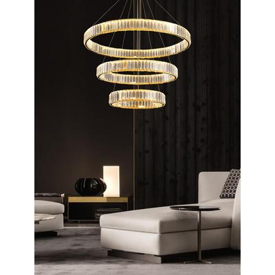 全铜客厅吊灯轻奢水晶灯具后现代简约环形圆圈卧室创意个性餐厅灯