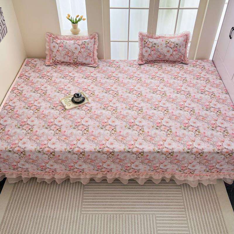 【大炕专用】蕾丝花边款夹棉绗缝炕盖榻榻米床盖床罩床裙床单