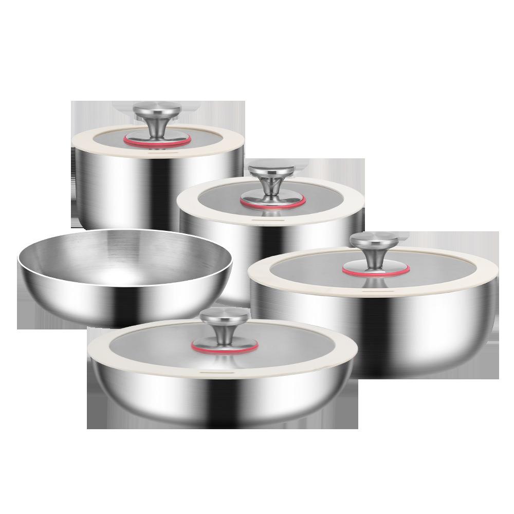 耶果锅煮套装316不锈钢家用全套锅六件套可拆卸手柄无涂层煎炒锅