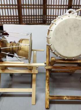 韩式创意木色长鼓农乐舞圆鼓桌面摆件/朝鲜族风格工艺品桌摆