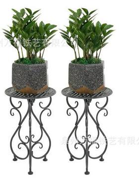 厂家直销欧式室内花架复古黑色金属铁艺花架花盆架盆景架室外花架