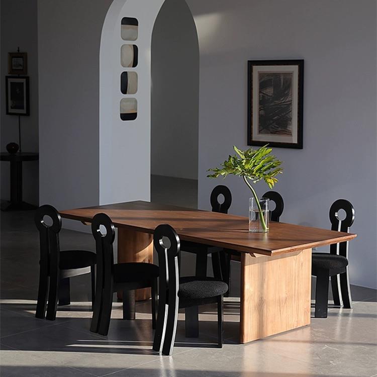 严选法式中古风全实木餐桌椅民宿别墅休闲洽谈设计师白蜡木饭桌椅