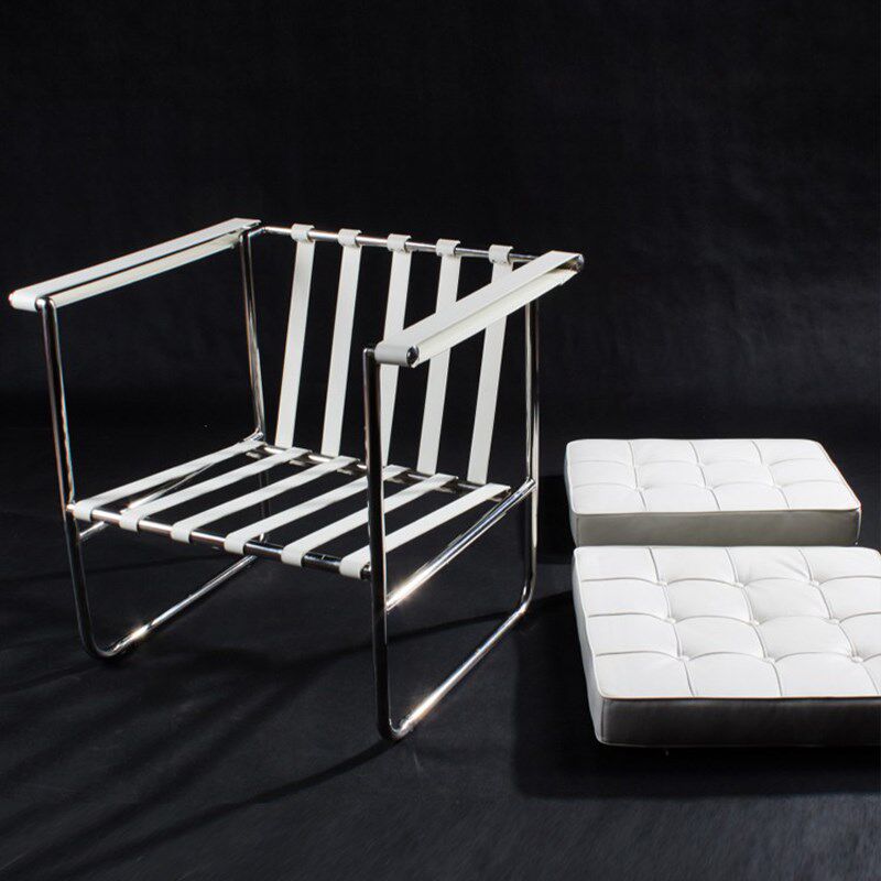 中古洽谈椅HE 113 Chair 汉斯椅/简约设计师单人不锈钢真皮沙发椅