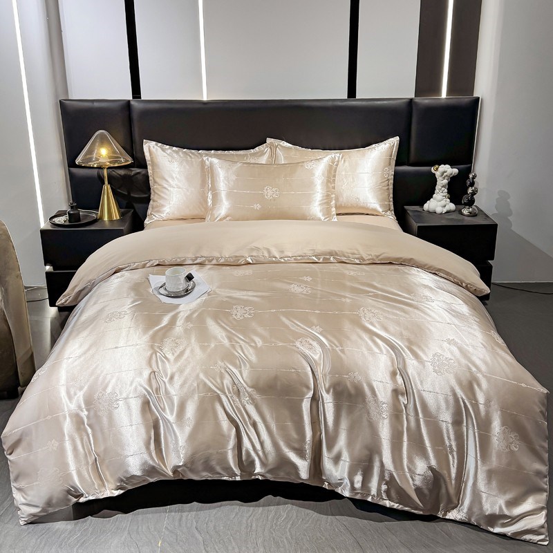 高档60Se色织提花缎四件套法国天丝Ab被子套床上用品