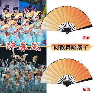 合绢布古典舞专用易风舞蹈醉舞开中国风古风折扇渐变双面跳春扇子