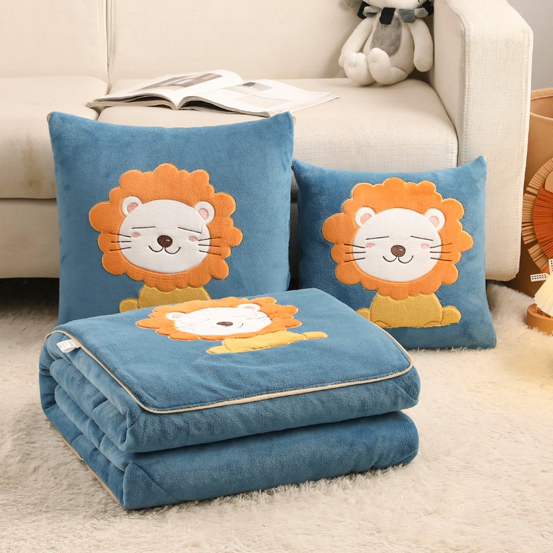 牛奶绒抱枕被子h两用四季汽车靠枕毯子二合一加厚办公室冬季午睡