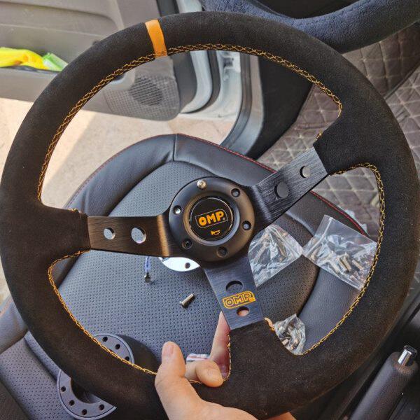 赛车方向盘宝来v磨砂minie皮五菱宏光北斗星改装汽车方向盘快拆