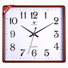 家用静音长方形现代简约t时尚钟表挂钟客厅时钟石英钟大气卧室装