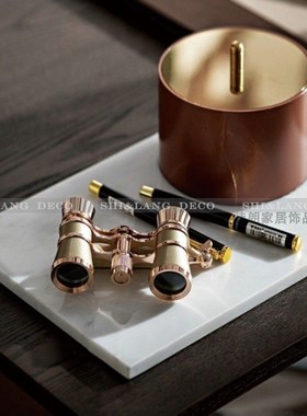 现代样板房客厅创意望眼镜摆x件售楼处茶几托盘收纳储物罐软装饰