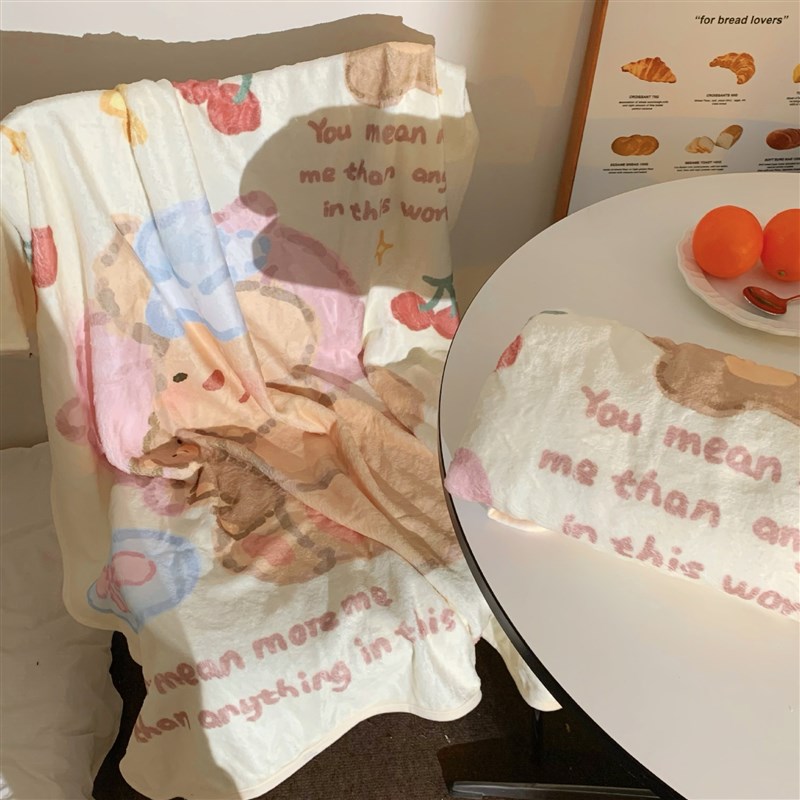 卡通可爱鲨鱼毛毯学生宿舍办公室午休空调L毯披肩毯茸茸珊瑚绒毯