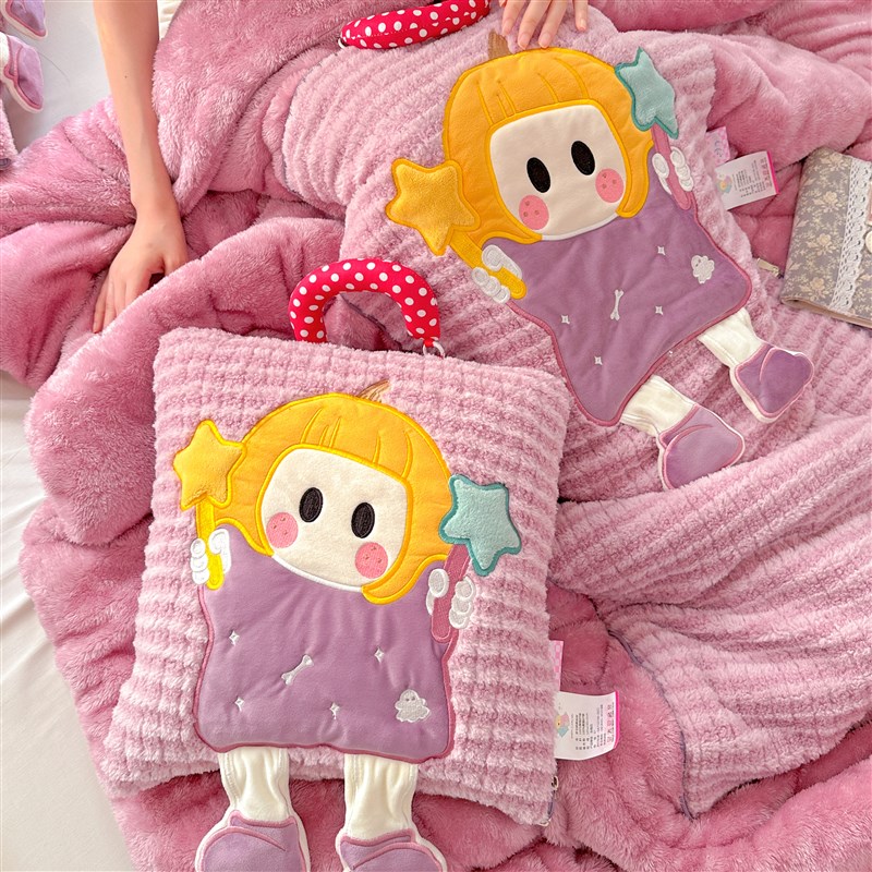 卡通折叠加厚绒两用抱枕被子靠垫枕头被I午休空调被汽车沙发二合