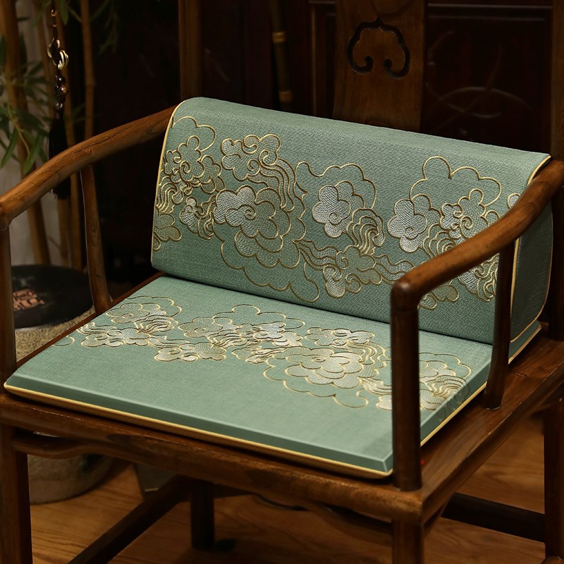 中式祥云刺绣椅垫靠背垫沙u发坐垫靠背一体茶椅圈椅太师椅护腰靠