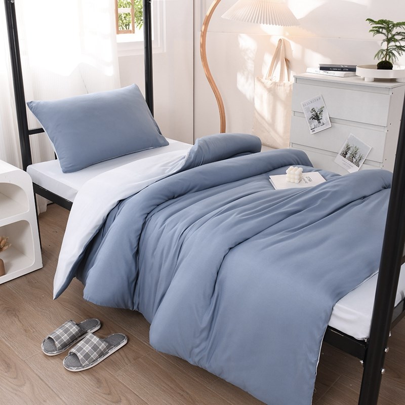 纯色黑色四件g套简约床上用品被套床单人男生大学生宿舍被罩三件
