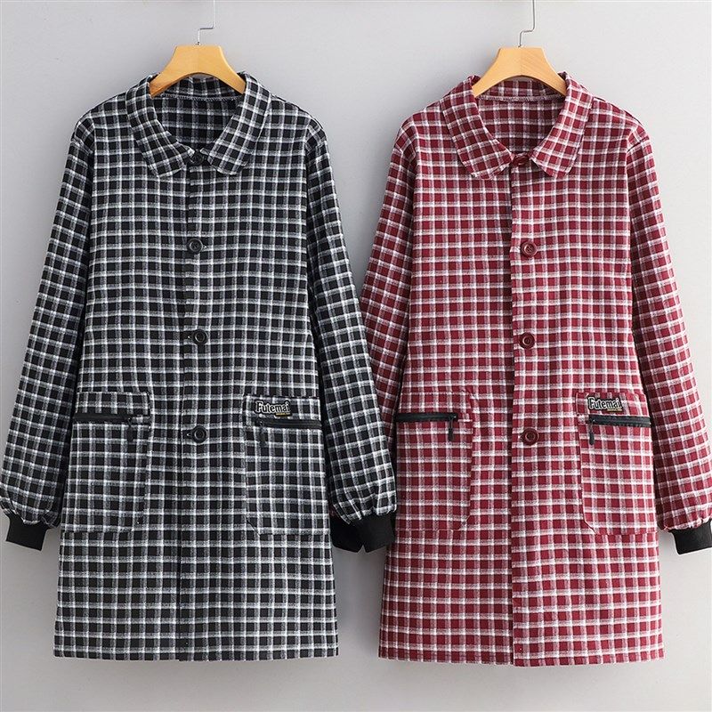 长袖正穿罩衣家用厨n房围裙女时尚上班防污耐脏外穿工作服新款围