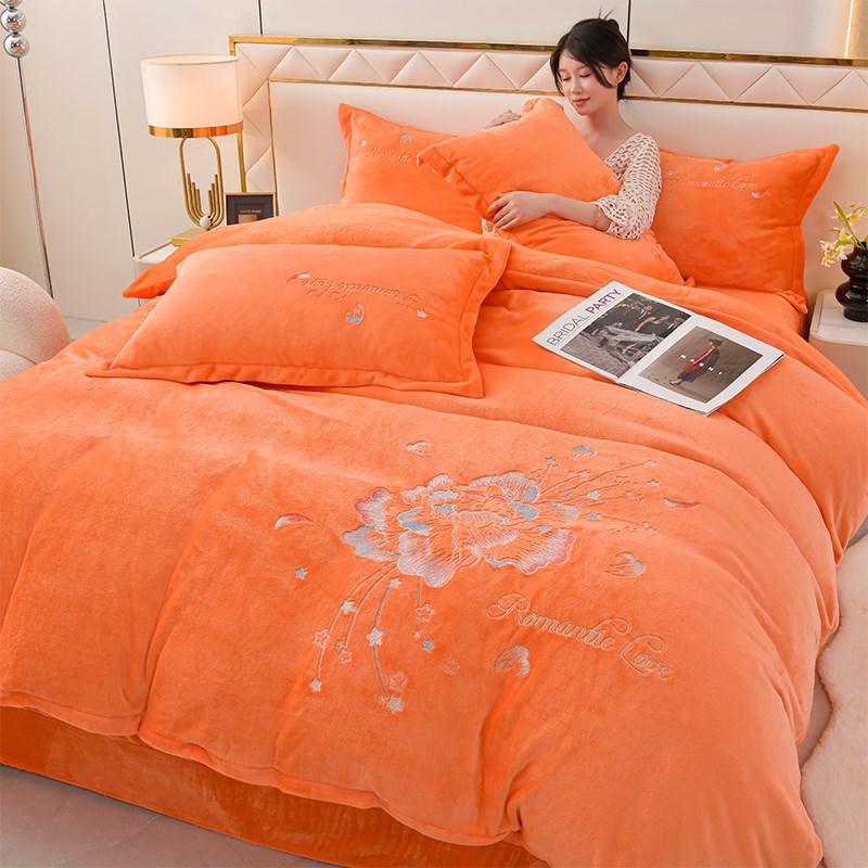 A类牛奶绒四件套珊瑚绒毛加绒法兰绒面床单被套床S笠冬季床上用品