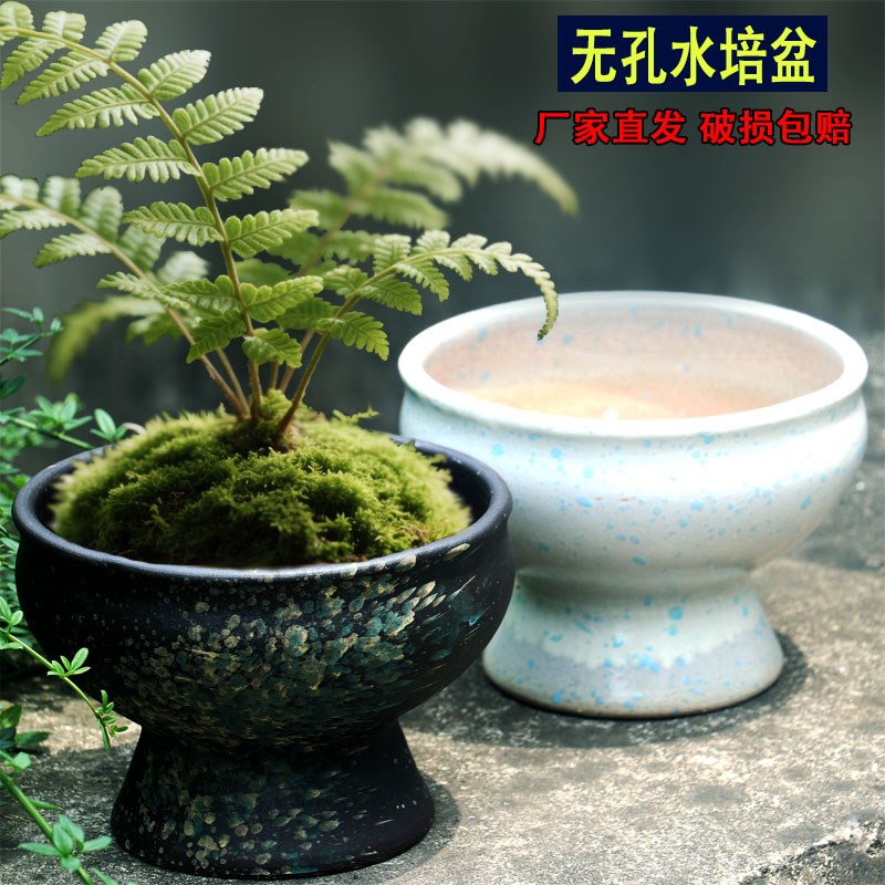 无孔水培陶瓷花盆蕨类龟背竹花盆无孔水养碗莲盆大口径铜钱草花盆